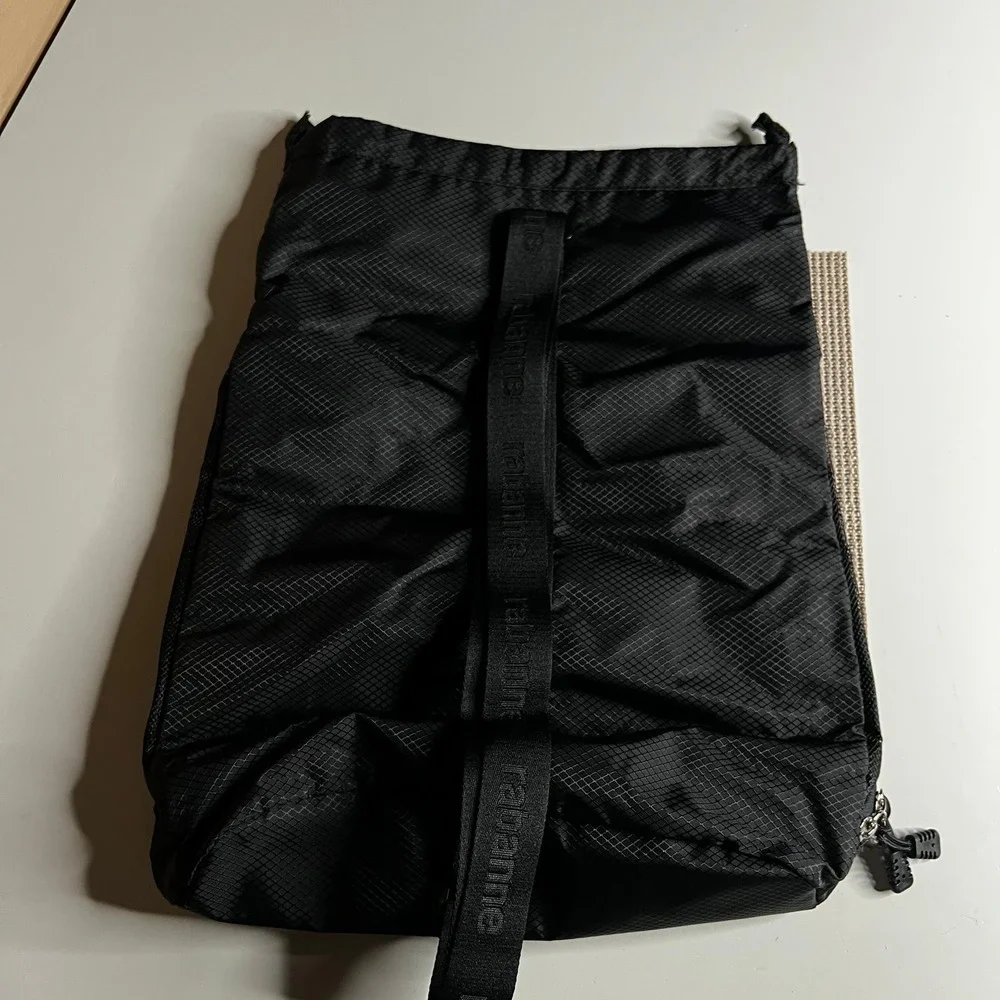Paco Rabanne Invictus Black Ripstop Drawstring Backpack Gym Bag Rabanne Logo